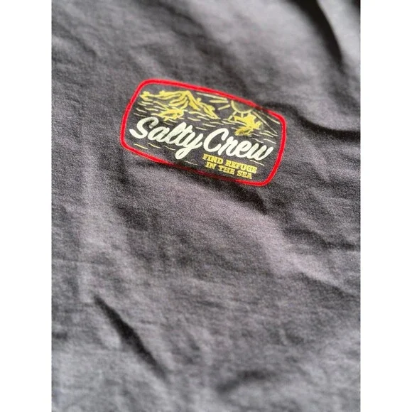 Salty Crew Men's Large T-Shirt Blue Find Refuge In The Sea Fishing 100% Cotton - Picture 3 of 5
